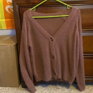 Fuzzy purple cardigan lightly used